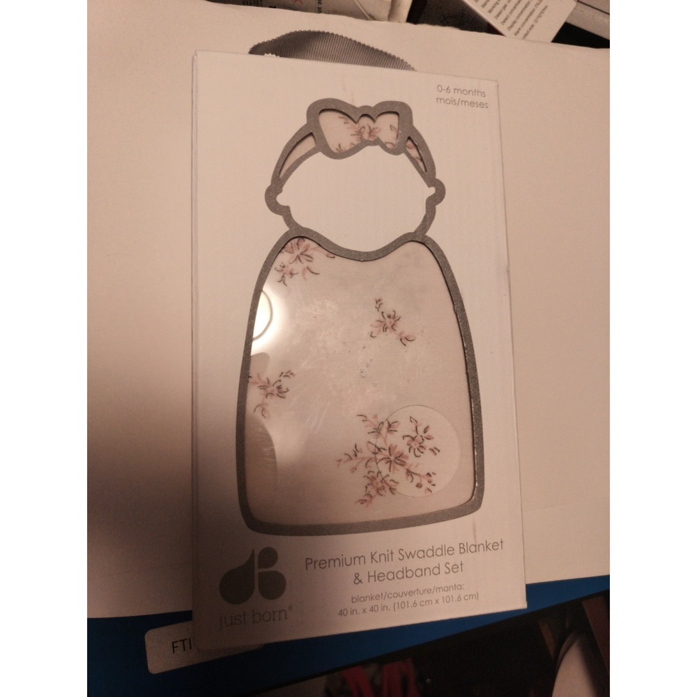 NEW Just Born Swaddle Set Pink Floral Swaddle Blanket and Hat